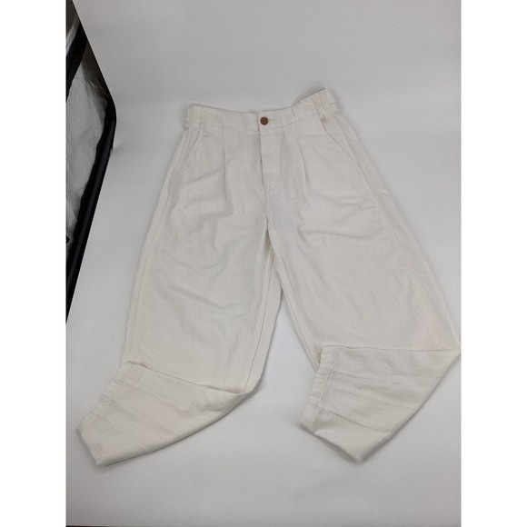 Polo Ralph Lauren Pants - Polo Ralph Lauren White Cotton Twill High Waist Curved Leg Carrot Pants 4 NWOT